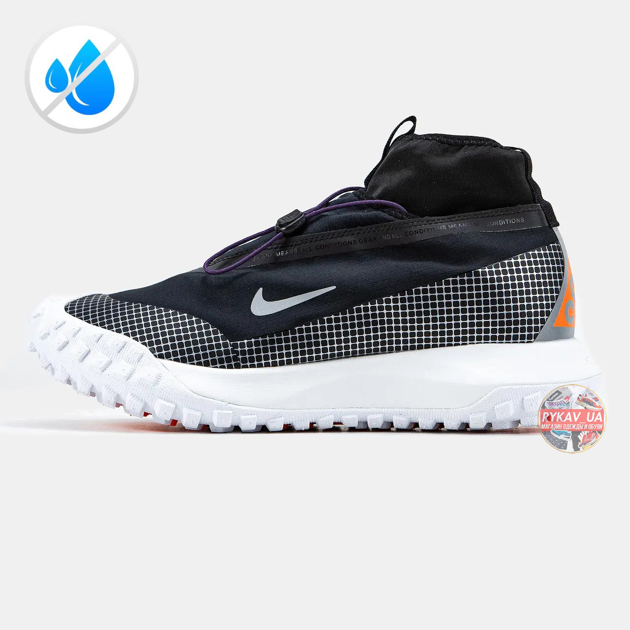 Чоловічі кросівки Nike ACG Mountain Fly Gore-Tex Black White, водовідштовхувальні чорно-білі кросівки найк асг маунтін гортекс, фото 1
