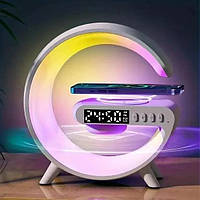 Умная Беспроводная Зарядка: Ночник, Светильник, Будильник с Часами и Bluetooth Колонкой RGB