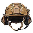 Шолом тактичний Fast Helmet NIJ IIIA + Навушники Earmor M32 MOD3 з чебурашкою + ліхтарик + кавер, фото 6