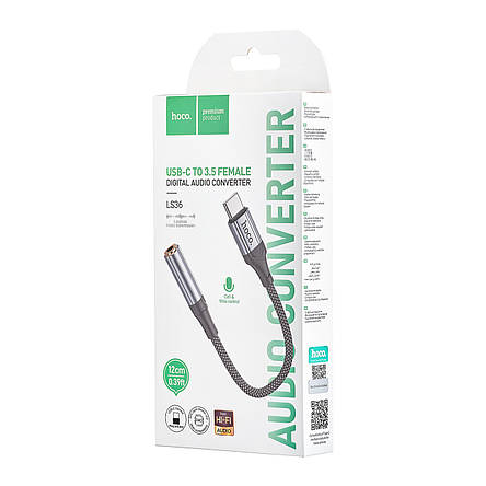 Адаптер Hoco LS36 Fresh Digital Type-C to 3.5 audio converter Black, фото 2