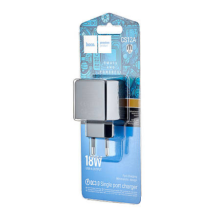 МЗП Hoco CS12A Ocean single port QC3.0 charger (EU) Black, фото 2