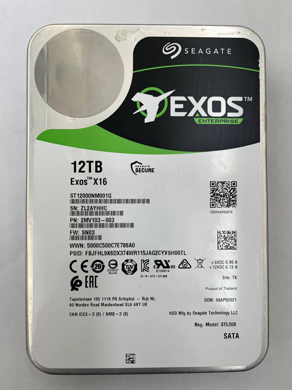 Жесткий Диск Seagate Exos Enterprise 12TB X16 SATA III (ST12000NM001G) - фото 1 - id-p2087030440