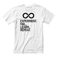 Тор! Футболка мужская "Experiment Fail Learn Repeat", Білий, L, White, англійська