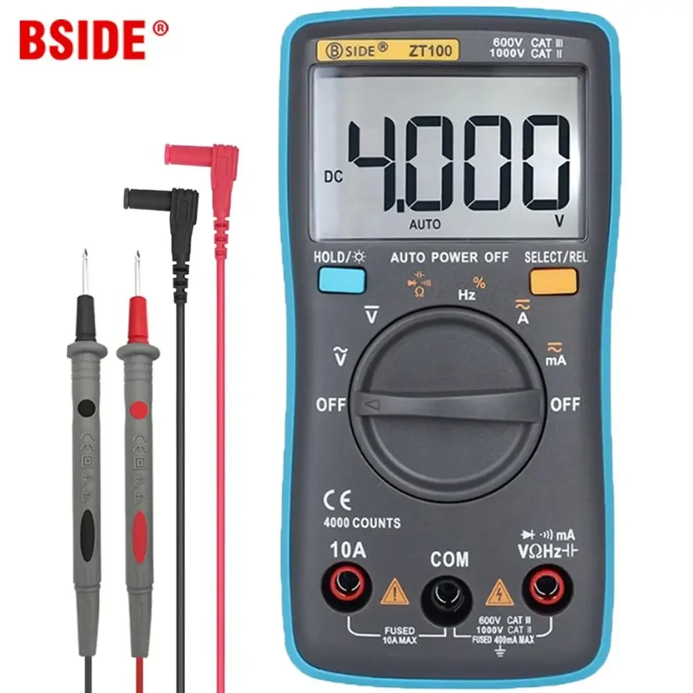 Мультиметр BSIDE ZT100 (AC/DC: 750/1000V; AC/DC: 10A; 40MΩ; 10Mhz)