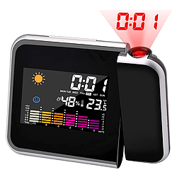 Настільний годинник-метеостанція з проектором часу, на батарейках, DS-8190 / Електронний годинник