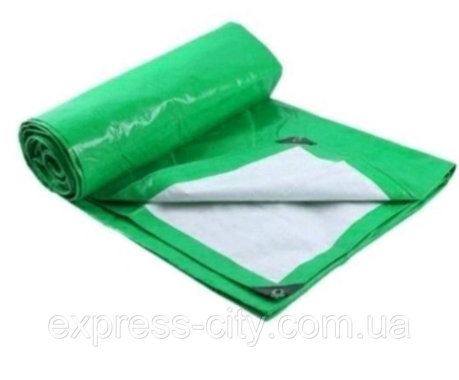 Тент 120 г/м2 — 5х6 м зелений білий тарпаулін
