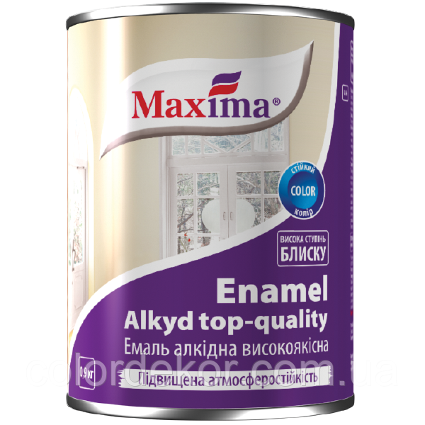 Емаль алкідна високоякісна для металу та дерева Maxima (біла матова) 0,7 кг