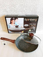 Сковородка с крышкой 26 см Rainberg с Антипригарным покрытием Мраморным Сковорода 2312