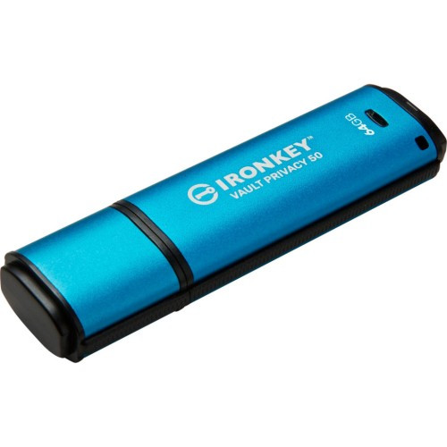USB флеш накопичувач Kingston 64GB IronKey Vault Privacy 50 Blue USB 3.2 (IKVP50/64GB) - фото 2 - id-p2087075584