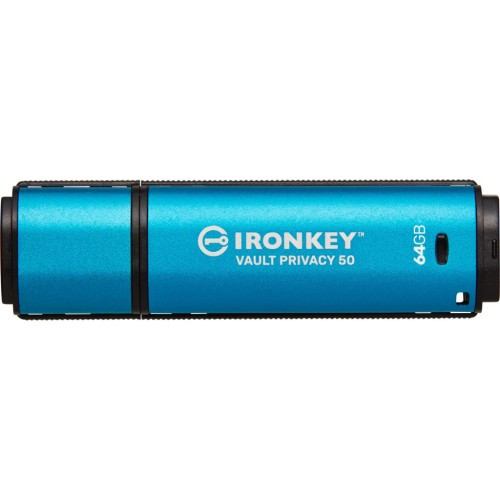 USB флеш накопичувач Kingston 64GB IronKey Vault Privacy 50 Blue USB 3.2 (IKVP50/64GB) - фото 3 - id-p2087075584
