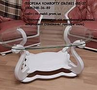 Журнальный столик овальная столешница стекло МС-6 Луиза 1000х600х500 (белый, слоновая кость)