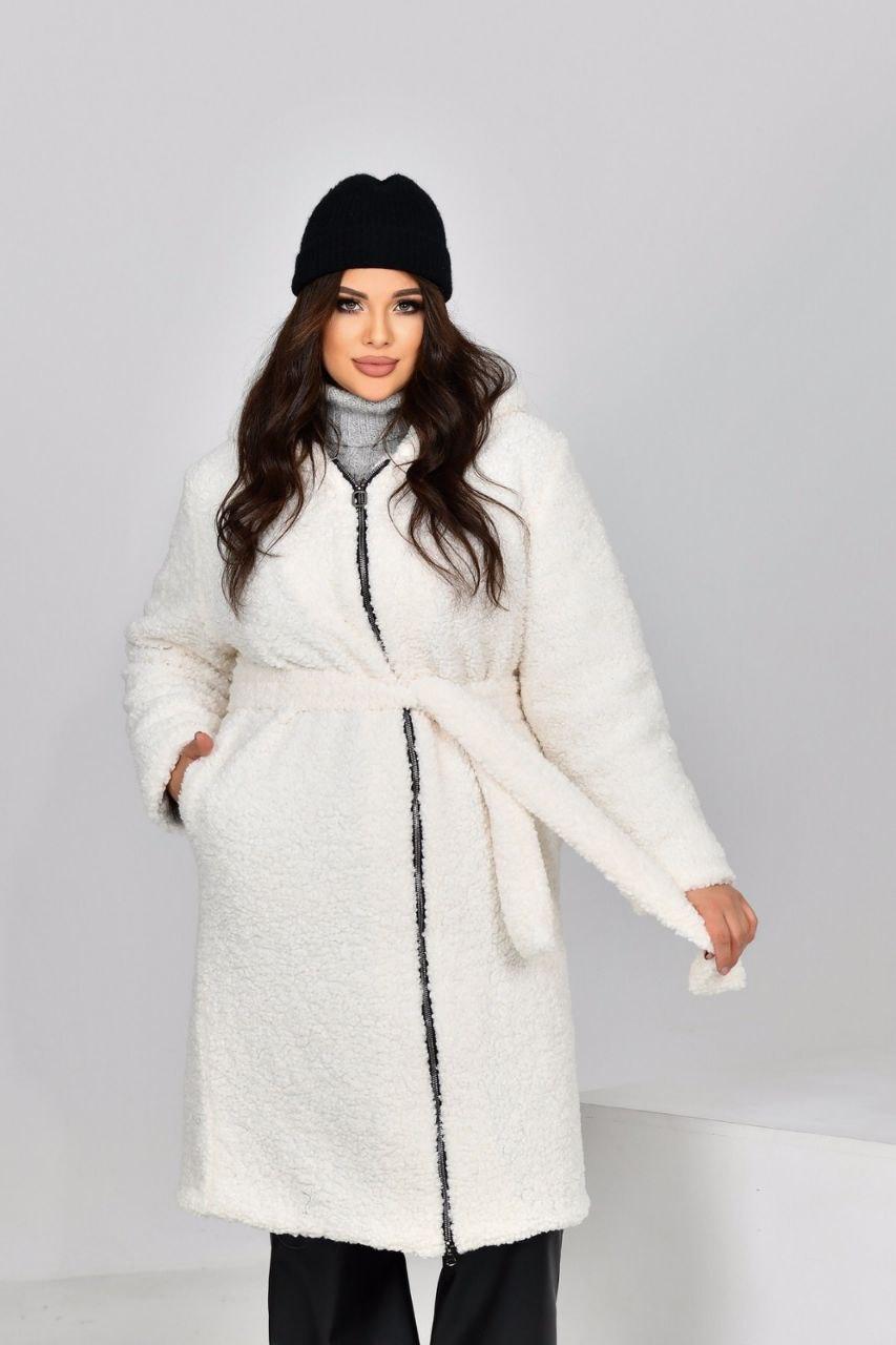 Женское стильное пальто из эко-меха 48/50, Черный - фото 1 - id-p2087089165