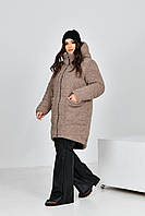 Женское стильное пальто из капюшоном 50, Черный