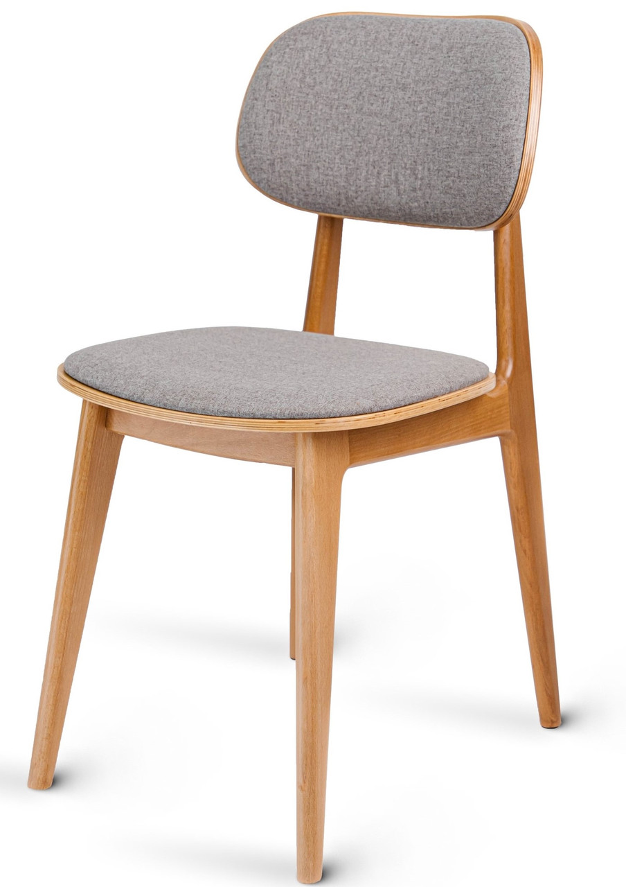 Дерев'яний стілець із м'яким сидінням із масиву бука Лула Софт Натупальний/Сірий для кухні їдальні Мікс Мебель