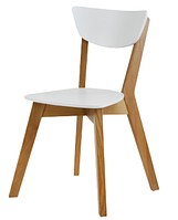 Стілець обідній кухонний дерев'яний лофт із жорстким сидінням білого кольору Рондо для кухні, їдальні Мікс Мебель