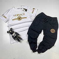 Мужской спортивный костюм Versace штаны+футболка белый