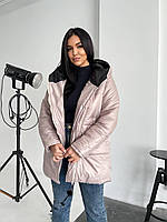 Женская стильная зимняя куртка с капюшоном 48/50, Бордовый