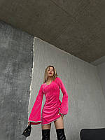 Женское красивое платье с блестящей лентой 42/44, Розовый