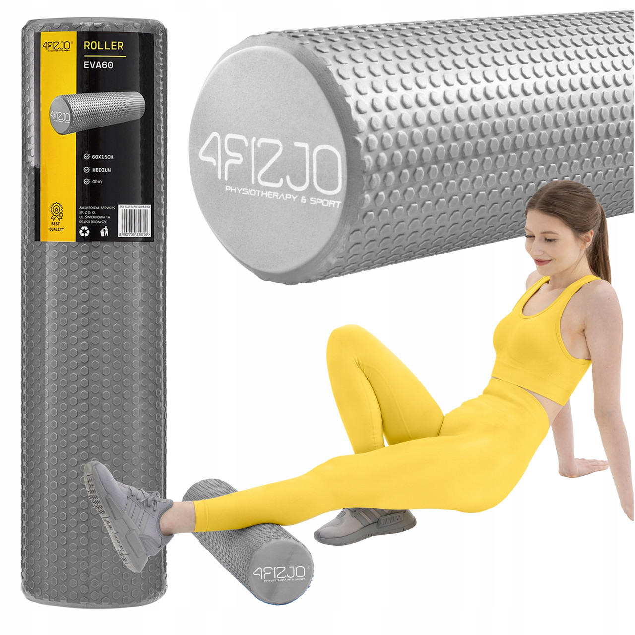 Масажний ролик 4FIZJO CARE+ EVA 60 x 15 см (валик, ролер) Grey (P-5907739314406), фото 1