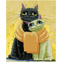 Картина по номерам Strateg ПРЕМИУМ Котики замотаны шарфом с лаком размером 40х50 см VA-2669