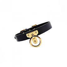 Нашийник-чокер з кільцем, італійська шкіра Leather Cosplay Choker UPKO, розмір L, фото 4