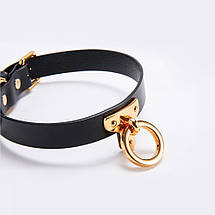 Нашийник-чокер з кільцем, італійська шкіра Leather Cosplay Choker UPKO, розмір L, фото 5