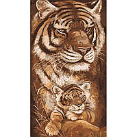 Картина по номерам Strateg Тигрёнок с мамой размером 50х25 см (WW232)