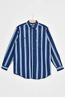 Рубашка мужская батальная в полоску синего цвета 172013T Бесплатная доставка