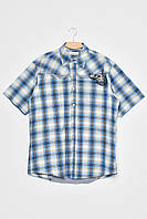 Рубашка мужская полубатальная в клетку голубого цвета 172014T Бесплатная доставка