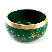 Чаша поющая бронзовая " Будда" зеленая (11.2х 10.1х 5.1 см)