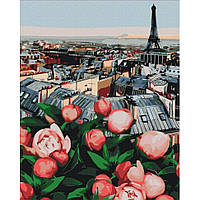 Картина по номерам "Пионы с видом на Париж" BS53781, 40х50 см от IMDI