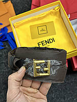 Fendi Black/Gold Leather Belt 100 х 2.5 см