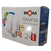 Свiтлодiодна лампа Biom BT-510 A60 10W E27 4500К матова (пакунок 3шт.)