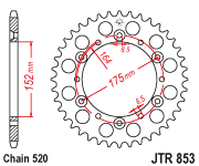 Мотозіркаа задня JTR823.47 YAMAHA DT200, IT, SR, TT250, TT-R, WR, XT500, YFM, YFS, YFZ350-660, YTZ, YZ, фото 1