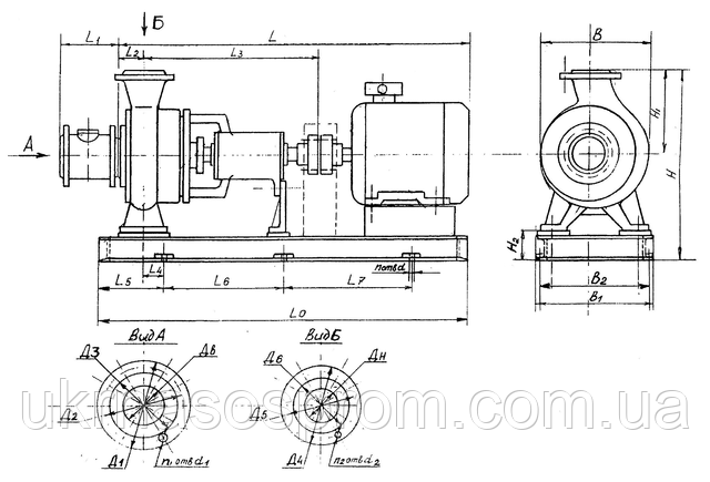 насос СМ 80-50-200/2а КРЕСЛЕННЯ РОЗМІРИ