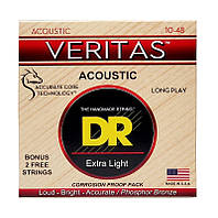 Струни для акустичної гітари DR STRINGS VERITAS COATED CORE ACOUSTIC GUITAR STRINGS - EXTRA LIGHT (10-48)