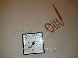 Термометр капілярний MMG квадратний 45мм*45мм / Tmax=120°С / довжина капіляра L=1метр  (MMG, Угорщина)