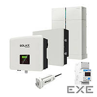 Комплект Solax 4.1: Однофазный гибридный инвертор на 5 кВт с АКБ на 3,1 кВт*ч (21290)