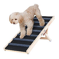 Пандус для собак VEVOR довжиною 1 м Сходинки для собак з 7 поперечинами Автомобільний пандус для собак з соснової деревини Гумова