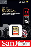 Карта пам"яті SanDisk SD 32GB C10 UHS-I U3 R100/W60MB/s Extreme V30 (SDSDXVT-032G-GNCIN)