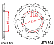 Мотозірка задня JTR894.50 KTM SX 60 / KTM SX65 / Husqvarna 65 TC, фото 1