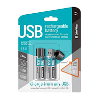 Аккумуляторная батарея ColorWay AA USB 1200 mAh 1.5V 2 шт (CW-UBAA-02)