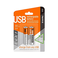 Аккумуляторная батарея ColorWay AAА micro USB 400 mAh 1.5В 2 шт (CW-UBAAA-01)