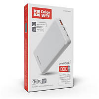 УМБ ColorWay Power Bank 10 000 mAh Slim White (CW-PB100LPG3WT-PD)