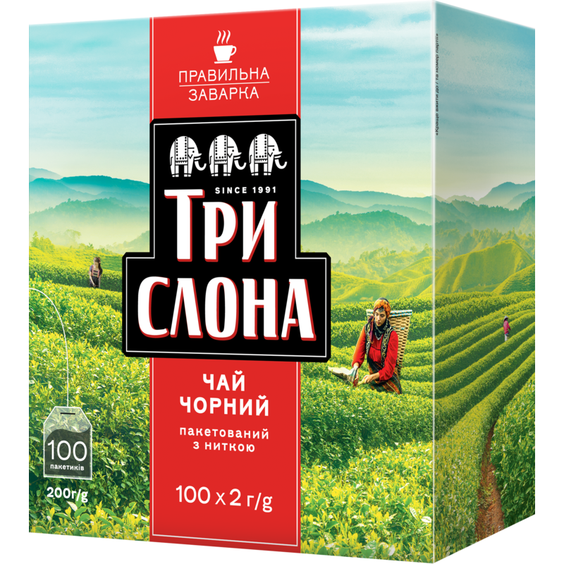 Чай чорний Три слона 100 пакетиків (ts.77545)