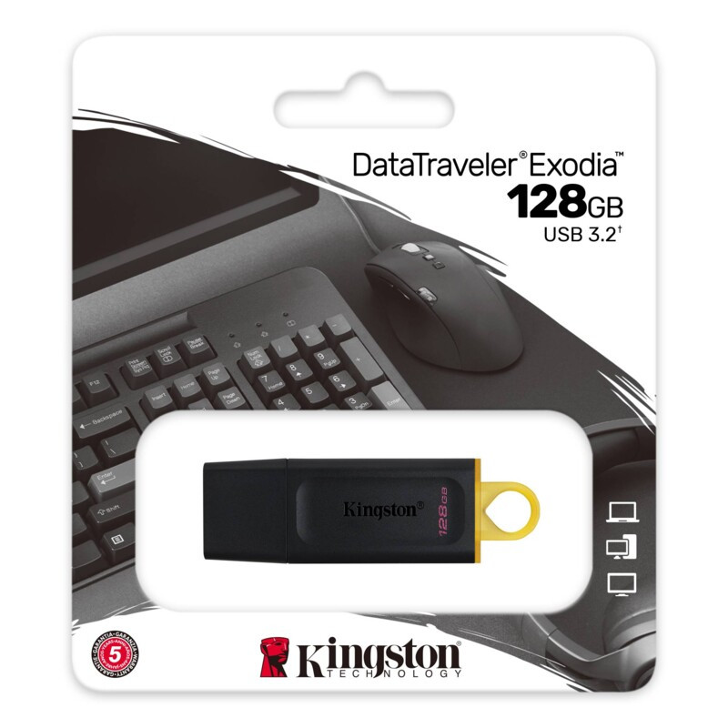 Флешнакопичувач USB 3.2 128 GB Kingston DataTraveler Exodia Black/Yellow (DTX/128GB)