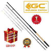 Фидерное удилище Golden Catch Sintez Feeder 3.90м, тест150г. Вес 235 грамм! Карбон.+ Подарок (шнур).