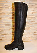 Чоботи ботфорти жіночі зимові чорні на підборах натуральна шкіра С325, фото 3