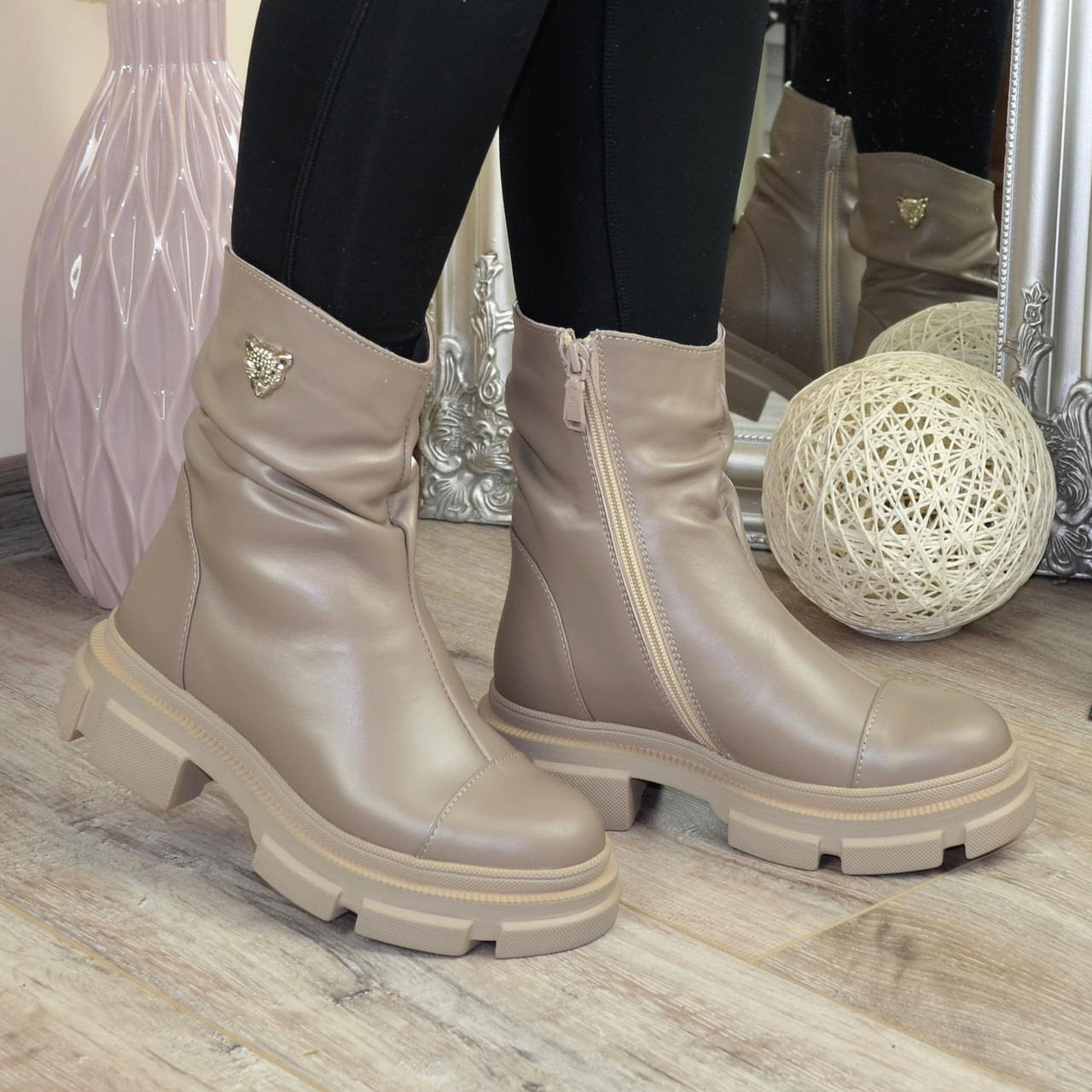 Черевики жіночі шкіряні. Колір візон, фото 1