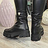 Черевики жіночі шкіряні на товщій підошві. Колір чорний, фото 2